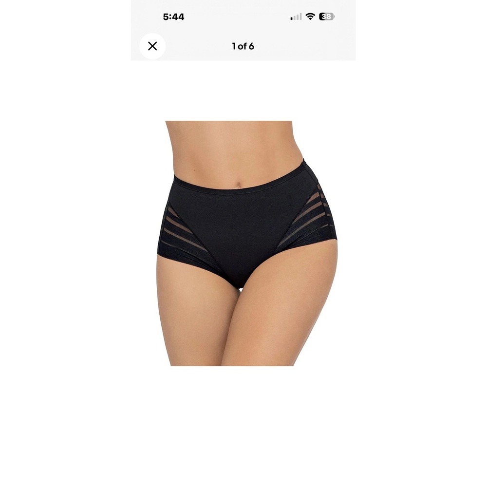 NEW Leonisa Womens Lace Stripe Undetectable Classic Shaper Black Panty Size XL